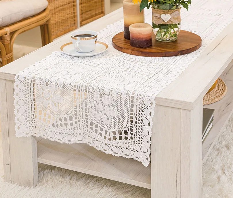 Mg Iness Áttört pamut futópad csipkével 60x120 cm Boho