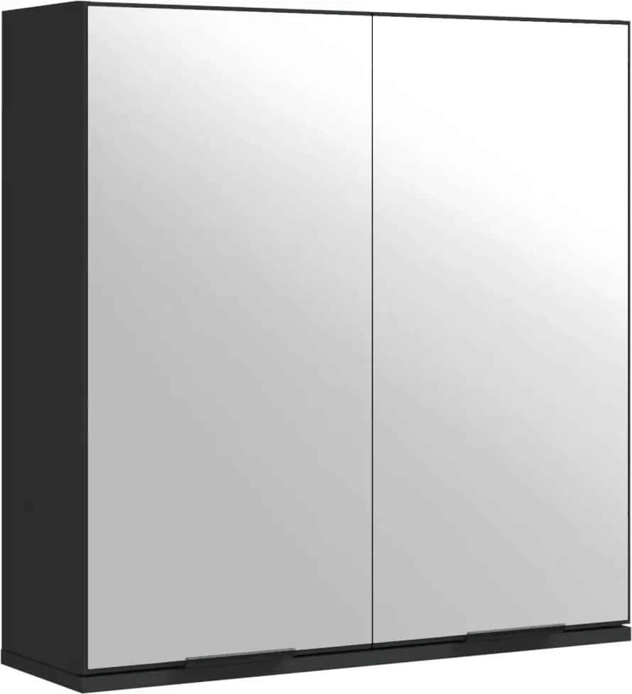 vidaXL fekete szerelt fa fürdőszobai tükör 64 x 20 x 67 cm