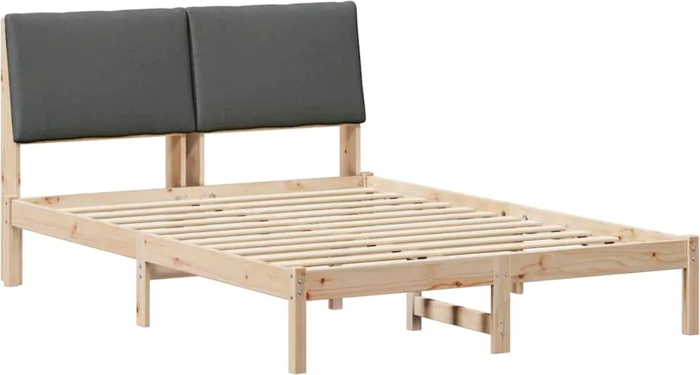 vidaXL Ágykeret barna és sötétszürke 150 x 200 cm Tömör fenyőfa