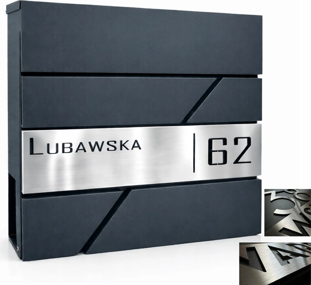 Nagy Postaláda Címmel, Házszámmal (lézer Rozsdamentes Acél Tábla),