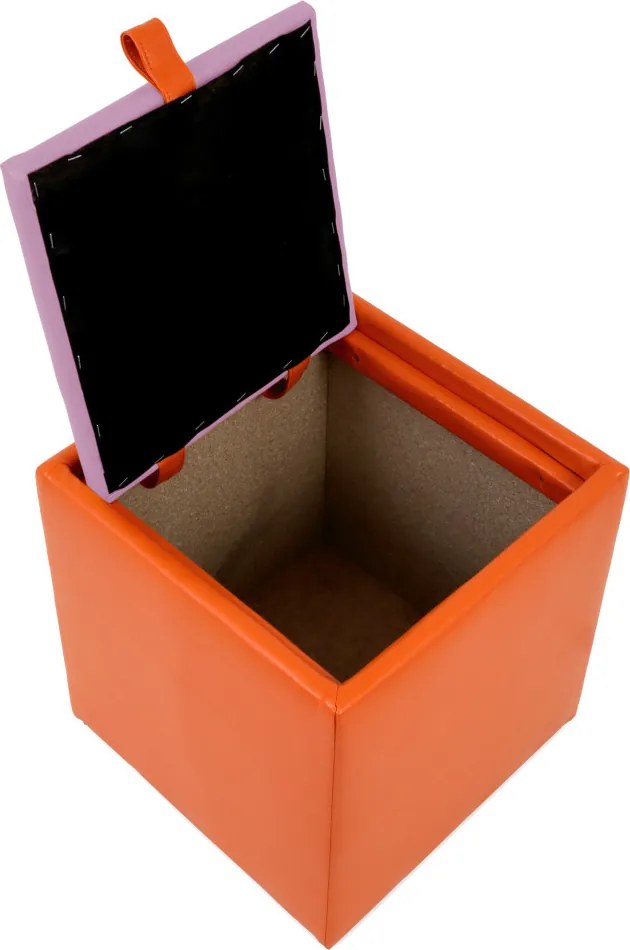 Box puff - műbőr, narancssárga/lila - 21895/21897 R