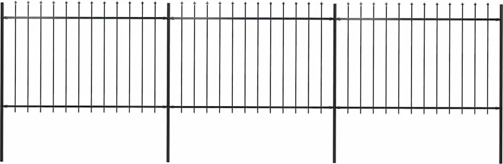 vidaXL fekete acélkerítés lándzsás tetejű 537 x 120 cm