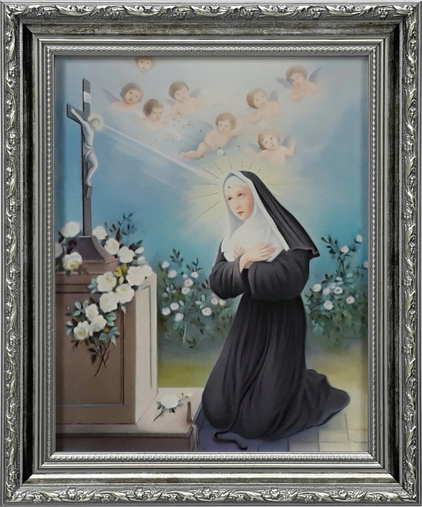 Vászonkép 31x26 Szent Rita Ezüst Díszített Keret