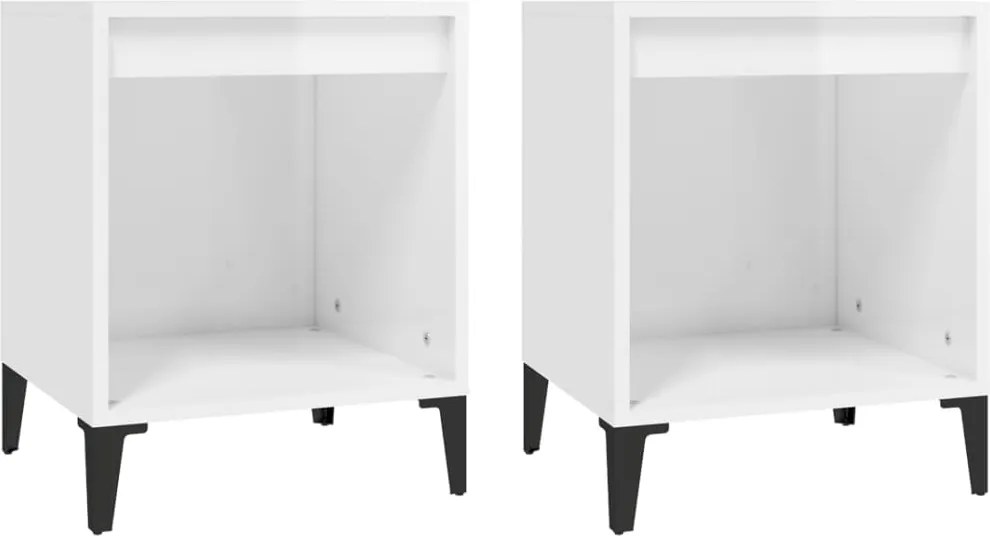 vidaXL 2 db magasfényű fehér éjjeliszekrény 40x35x50 cm