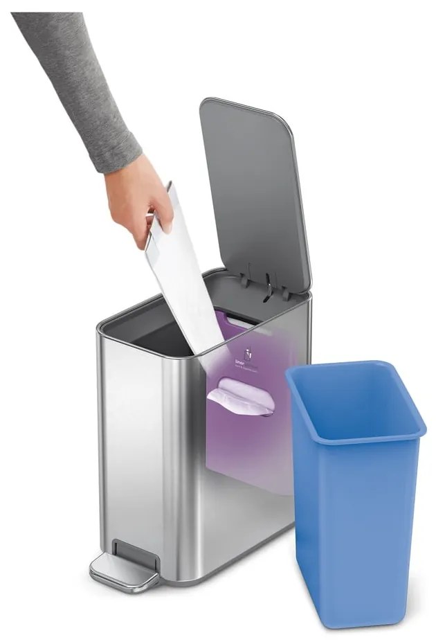Matt ezüstszínű acél pedálos szemetes 5 l – simplehuman