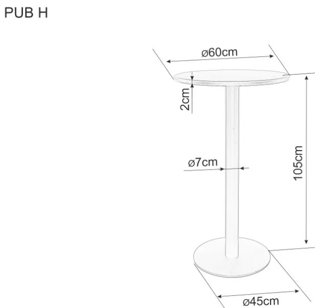 Pub H kerek bárasztal fekete 60 cm
