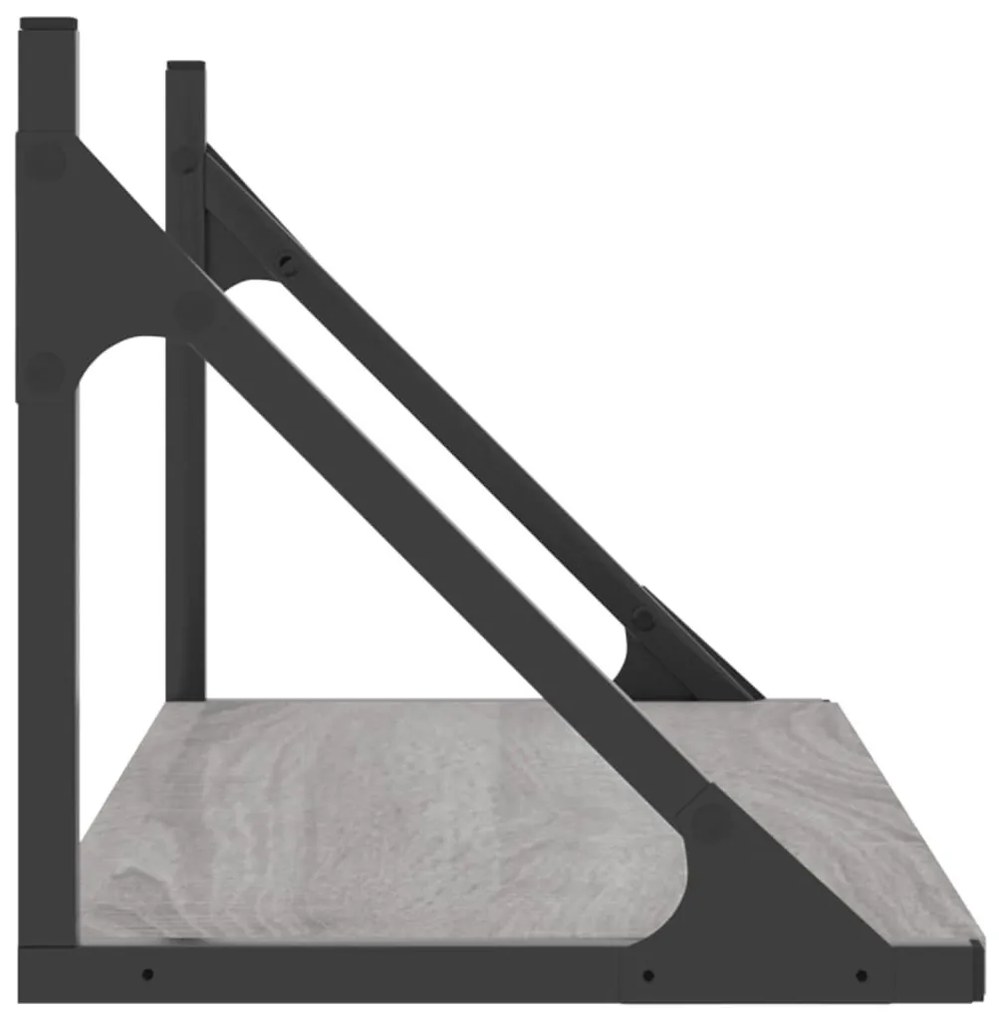 2 db szürke sonoma színű szerelt fa fali polc 60 x 25 x 25,5 cm
