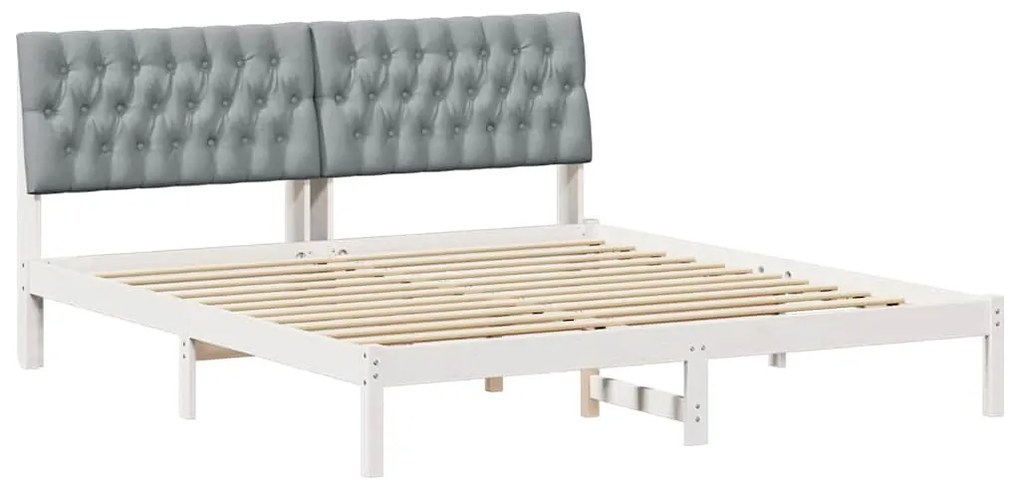 Ágykeret Kárpitozott Fejtámlával fejtámlával Fehér 180 x 200 cm