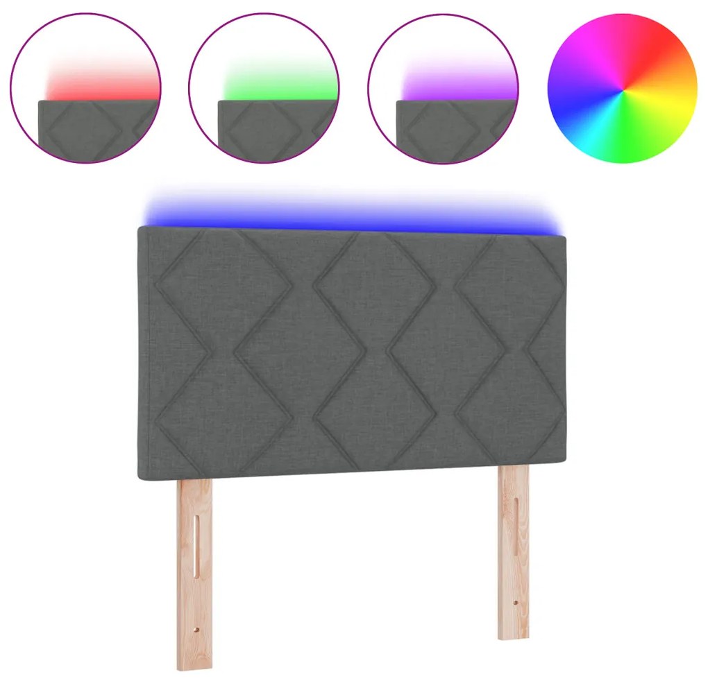 Fejtámla LED -es lámpákkal fejtámlával Szürke 80 cm szövet