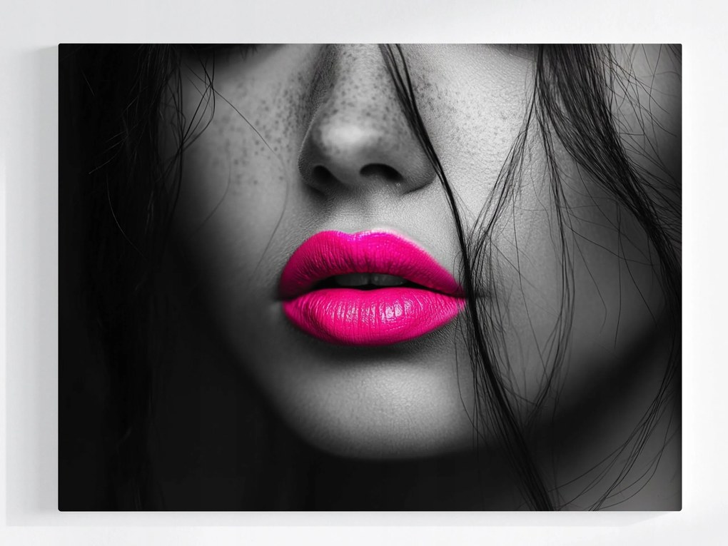 Poszter Portré Nő Arc Makró Fotó Neon Rózsaszín 80x60