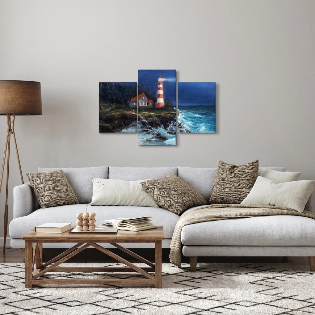 Kép - világítótorony az óceán partján, akvarell (90x60 cm)