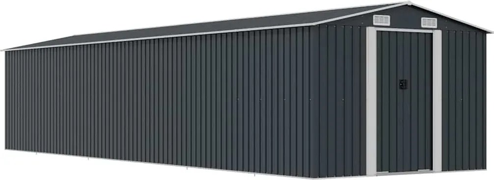vidaXL antracitszürke horganyzott acél kerti fészer 257 x 990 x 181 cm