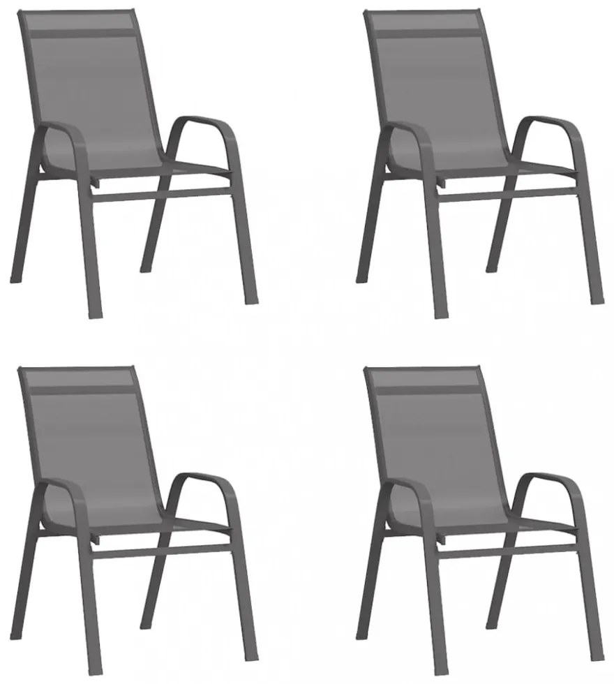 4 db szürke textilén rakásolható kerti szék