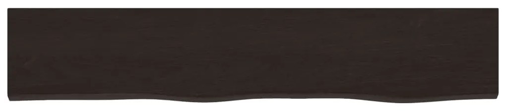sötétbarna kezelt tömör tölgyfa fali polc 100x20x6 cm