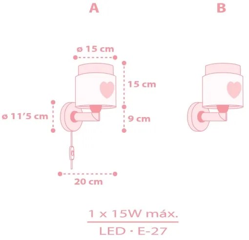 Dalber 76019S - Gyerek fali lámpa BABY DREAMS 1xE27/15W/230V rózsaszín