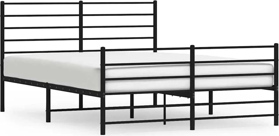 vidaXL fekete fém ágykeret fej- és lábtámlával 140 x 190 cm