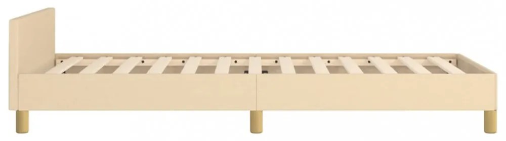 krémszínű szövet ágykeret fejtámlával matrac nélkül 80 x 200 cm