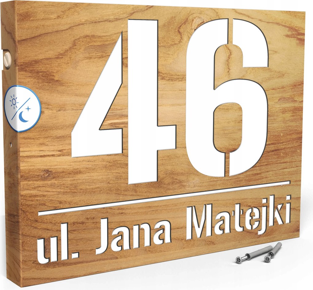 Megvilágított Házszám Címtábla 40X30 CM Szürkület Érzékelővel