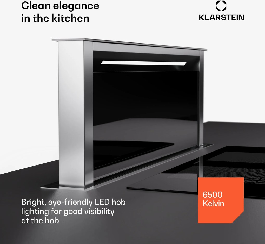 Klarstein Royal Flush Eco 75, páraelszívó, 75 cm, 650 m³/h, EEK A++, aktívszén szűrőkkel együtt