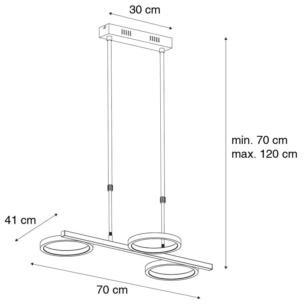 Modern függőlámpa arany LED-del 3 fokozatú fényerő-szabályozóval 3-lámpás - Vivé