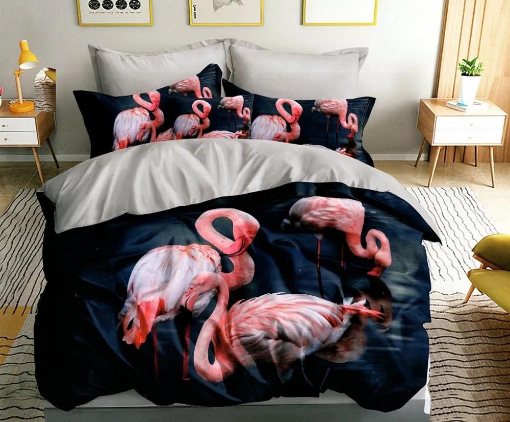 Egzotikus ágynemű flamingó motívummal 3 rész: 1db 200x220 + 2db 70 cmx80