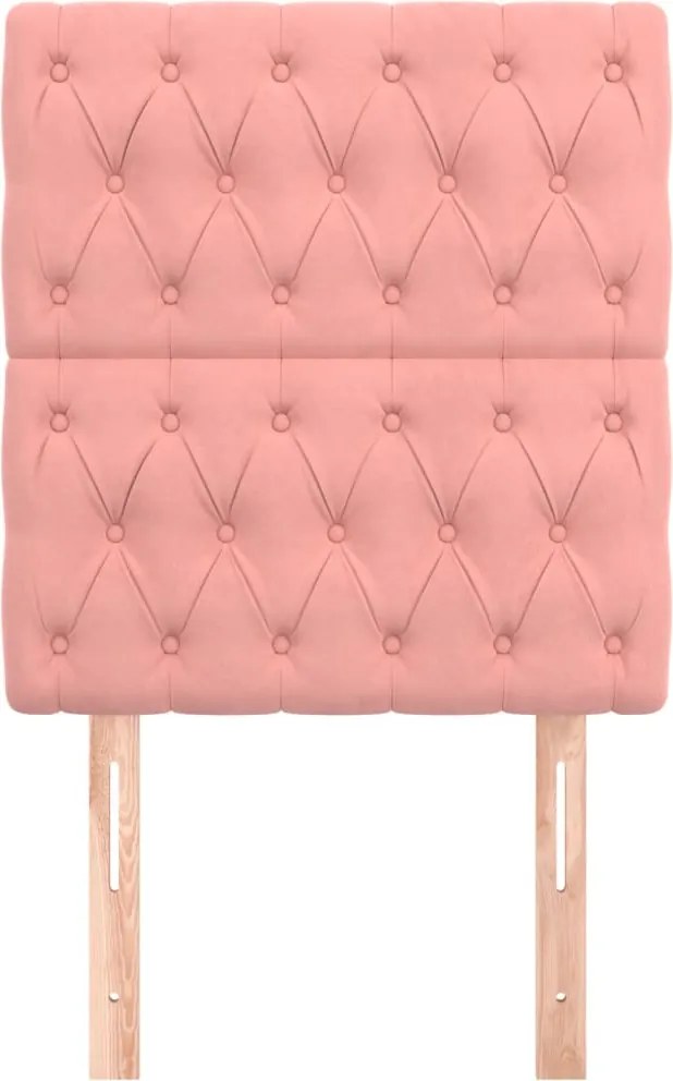 rózsaszín bársony fejtámla 80x7x118/128 cm