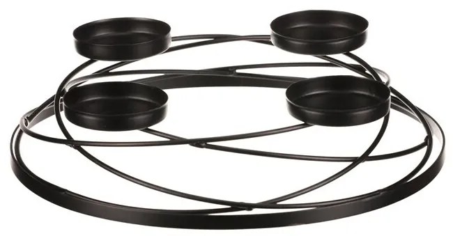 Adventi gyertyatartó, fém, fekete, átmérő 35 cm