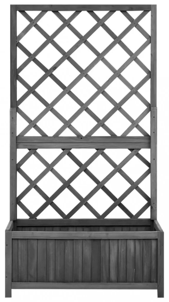 fekete tömör fenyőfa rácsos kerti ültetőláda 70 x 30 x 135 cm