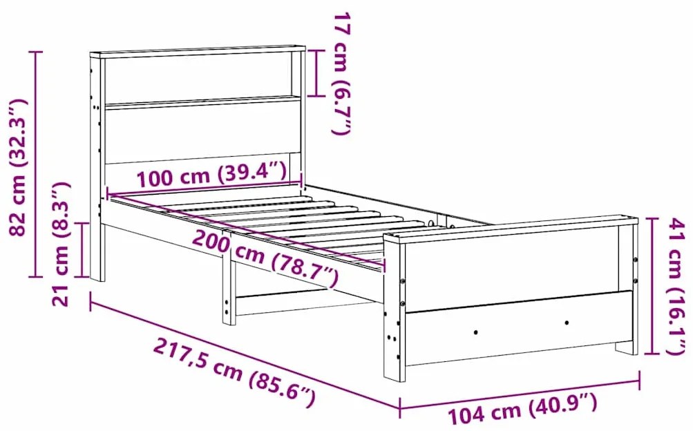 vidaXL Ágykeret fejtámlával Barna 100 x 200 cm Faanyag