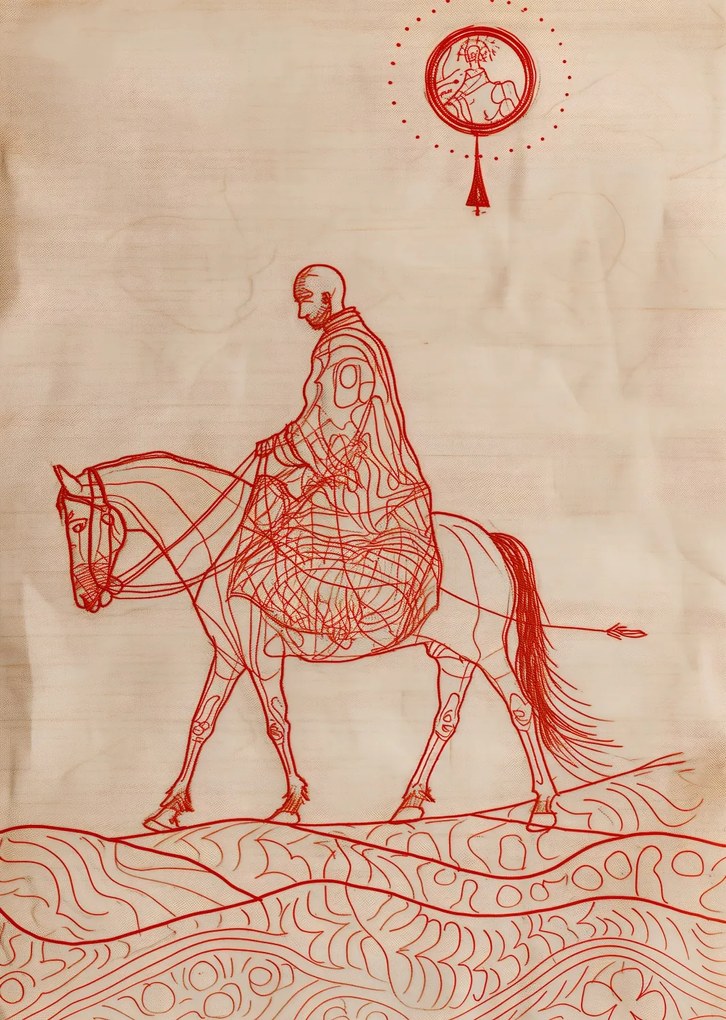 Poszter 64x90cm Lovas és ló vázlatok