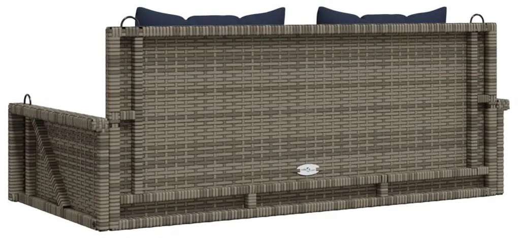 szürke polyrattan hintapad párnákkal 119 x 56 x 48 cm