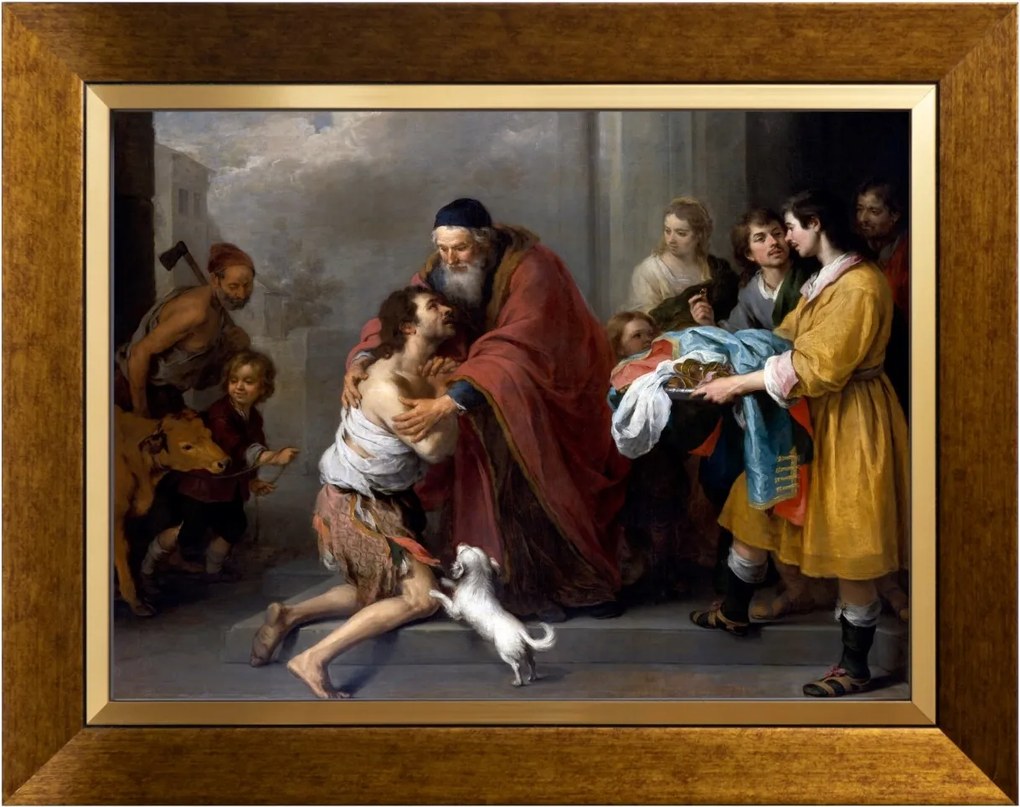 Tékozló Fiú Visszatérése Szakrális Kép Vászon Arany Dekoratív Keret 30X40