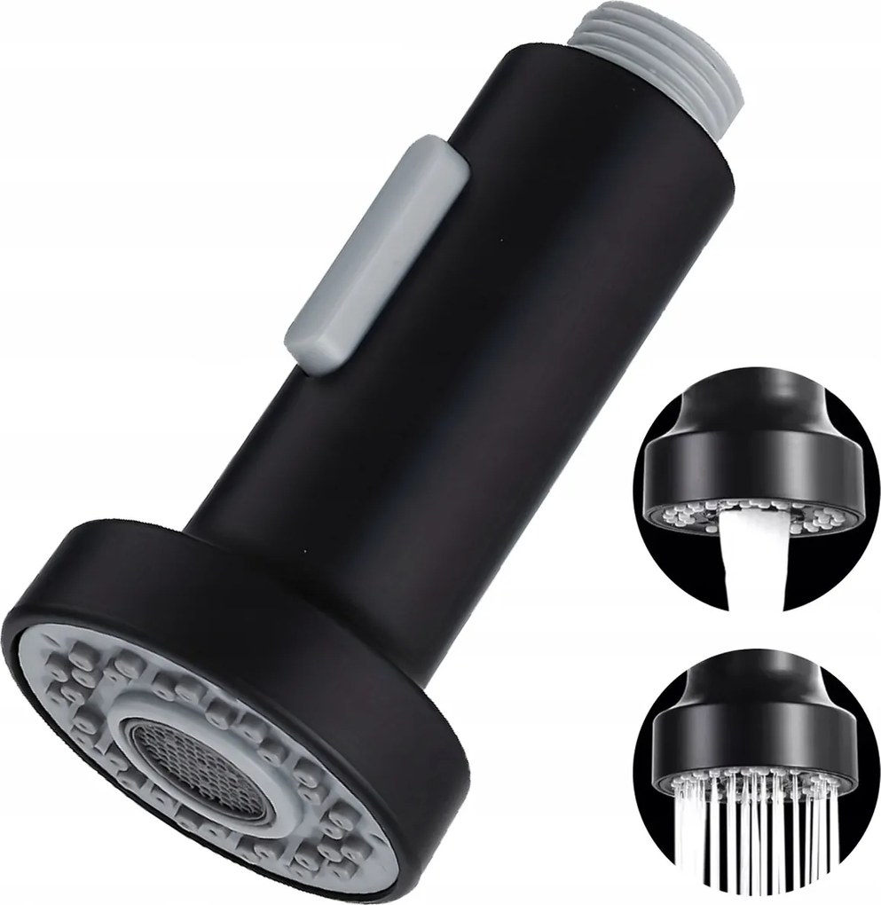 Konyhai Csaptelep Fejhallgató kihúzható kifolyócsővel Fekete 2 Funkciós fogantyúval