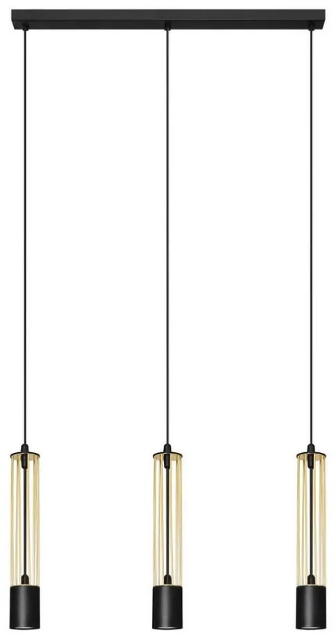 LED Csillár zsinóron BARS 3xGU10/4,8W/230V arany/fekete