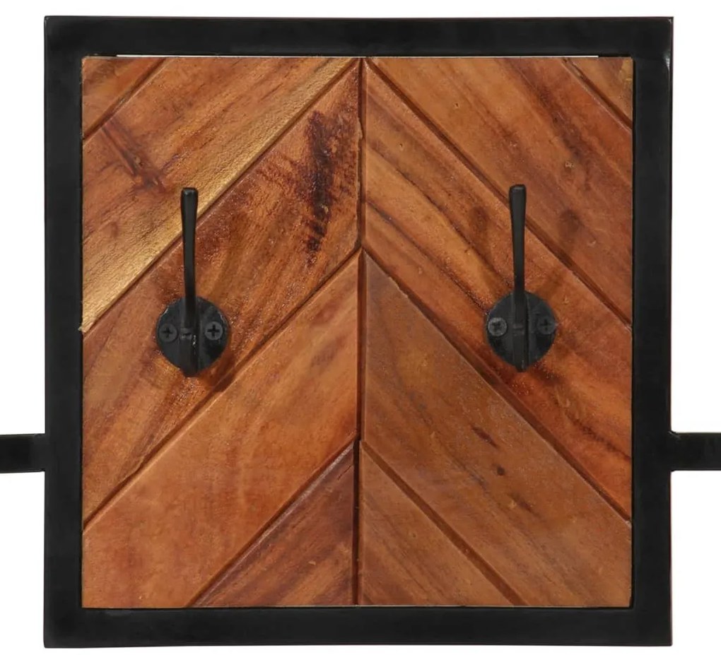 tömör akácfa és vas falra szerelhető ruhafogas 90 x 1 x 35 cm