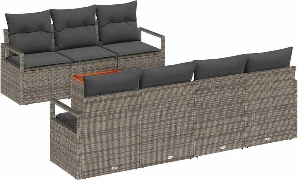 vidaXL Kerti Kanapé Szett tárolóval 8 pcs Szürke polirattan
