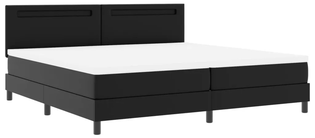 fekete boxspring ágy matraccal, 200 x 200 cm, műbőr