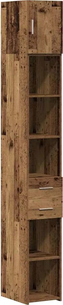 vidaXL Tárolószekrény fiókkal 2 pcs Öreg fa 30 x 42,5 x 225 cm