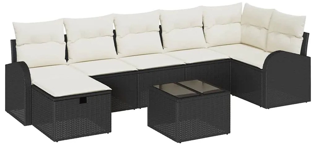 Kerti Kanapé Szett 8 pcs Fekete és krémszínű 289 x 124 x 85 cm