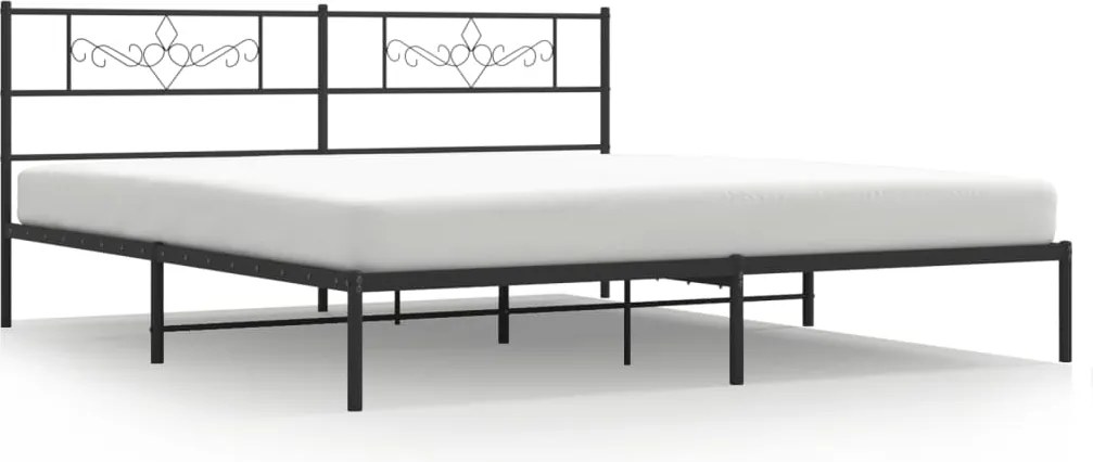 vidaXL fekete fém ágykeret fejtámlával 200 x 200 cm