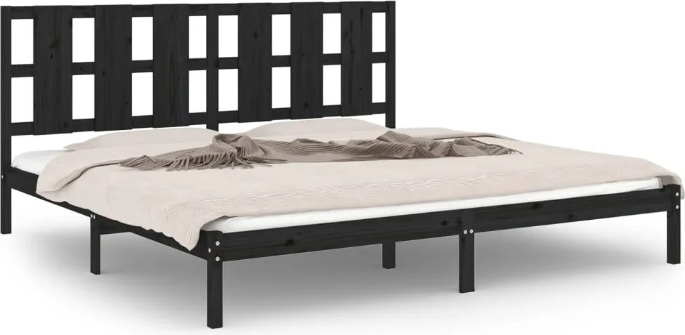 vidaXL fekete tömör fenyőfa ágykeret 200 x 200 cm
