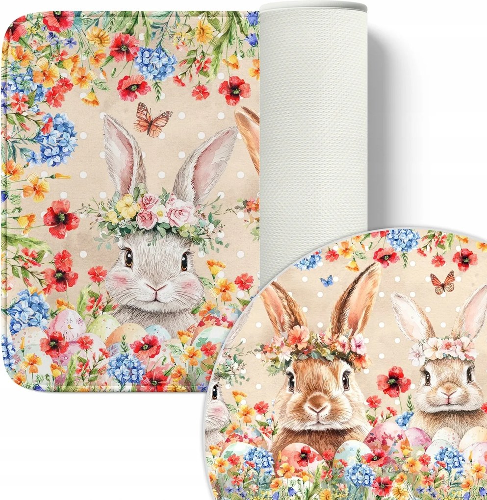 Fürdőszobaszőnyeg 45X75 CM Puha Csúszásgátló Szőnyeg Húsvét Nyúl 0378