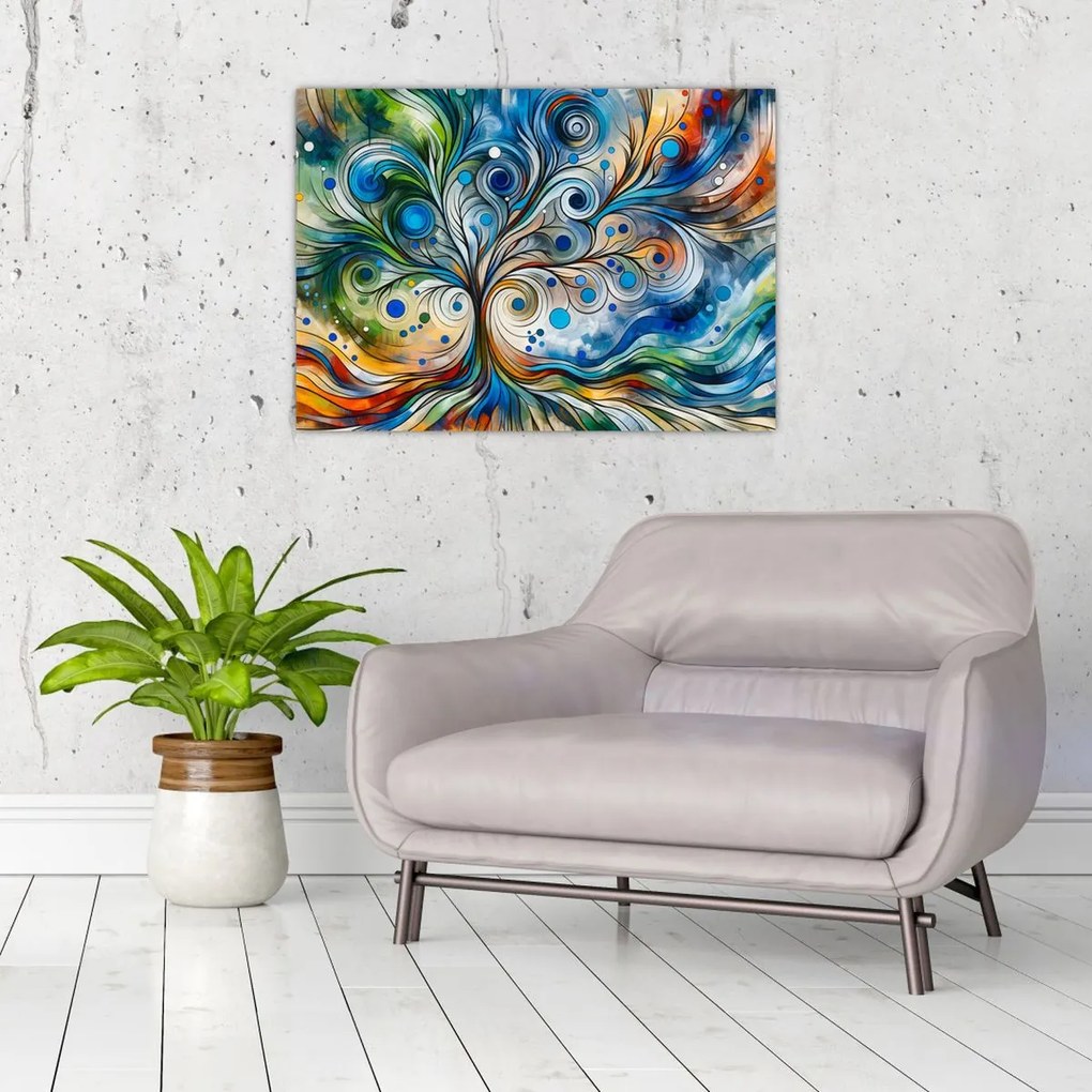 Kép – Színes energikus fa (70x50 cm)