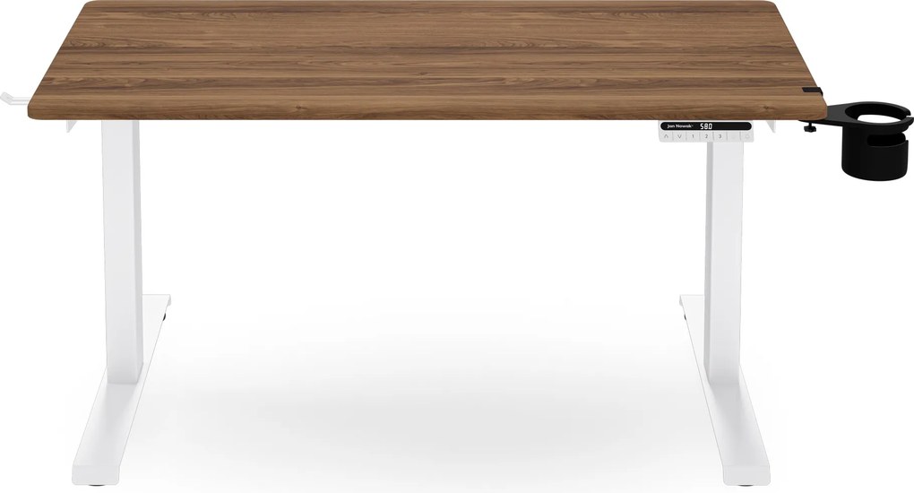 Elektromos, állítható magasságú, ergonomikus, fehér/dió íróasztal,1200x600 mm: ARIA