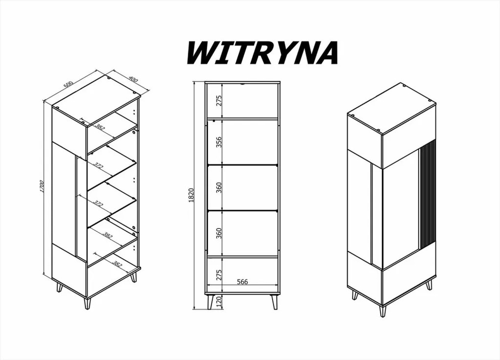Random W-1 üveges tároló wotan tölgy