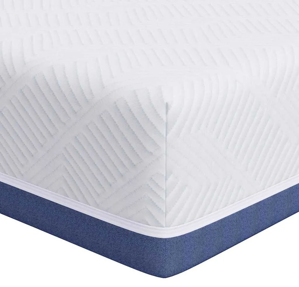 Matrac Fehér és kék 200 x 200 cm Gél Memóriahab