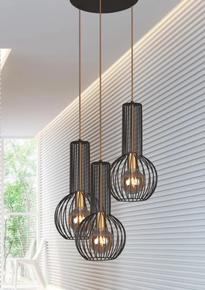 KAJA K-4522 ARVI BLACK Többágú Függesztett Lámpa Fekete E27 IP20