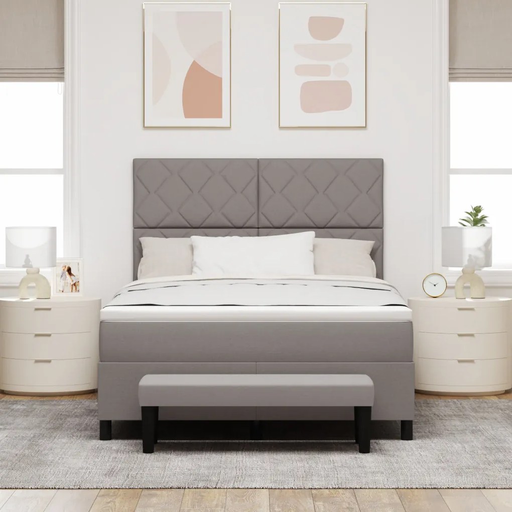 Boxspring Ágy Matraccal és Pad Taupe 140x200 cm Szövet