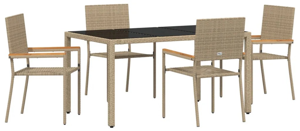 Kert étkező szett 5 pcs Bézs 150 x 90 x 75 cm polirattan