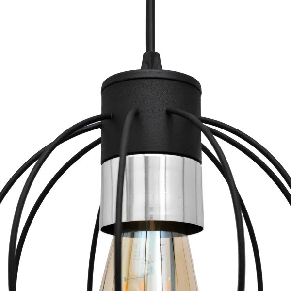 Csillár zsinóron STARLIGHT 1xE27/15W/230V fekete/ezüst